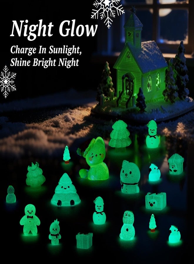 CHAMBERY 40Pcs Miniature Christmas Figurines Mini Resin Figures Glow in The Dark to Hide Xams Tree Snowman for New Year Holiday Party Favors Crafts Decorations - Image 2